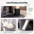 Cat Tree for Indoor Cats Large Adult, Heavy Duty Cat Tower for Big Cats, Cat Tree House with Self Groomer Brush, Big Padded Top Perch, Scratching Post, Hammock, Smoky Gray GCT012G