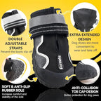 Dog Shoes for Large Small Medium Dogs,Dog Booties for Indoor Hardfloors Anti-Slip,Reflective Strip Waterproof Dog Boots & Paw Protectors for Outdoor Walking Hot Pavement,Winter Snow (Black-1)