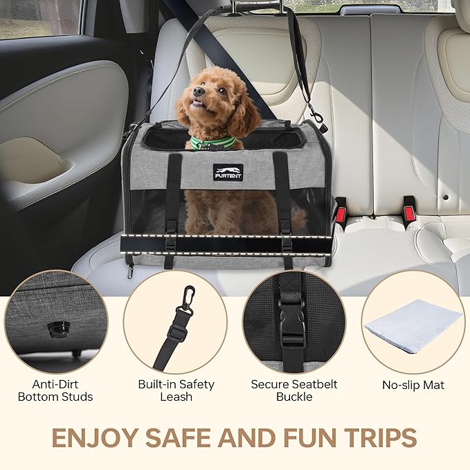 Soft Sided Two Cats Dog Carrier up to 25 lbs, Portable Mesh Pet Travel Bag for Medium Puppy Big Cats, Collapsible Puppy Crate Home Outdoor 20x13x13in, Grey