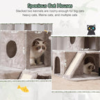 Cat Tree for Indoor Cats Large Adult, Heavy Duty Cat Tower for Big Cats, Cat Tree House with Self Groomer Brush, Big Padded Top Perch, Scratching Post, Hammock, Light Gray GCT012W