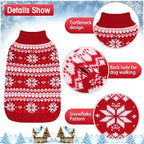 KOOLTAIL Cable Knit Dog Sweater Turtleneck, Cold Weather Pullover Classic Knitwear, Snowflake Pattern Thick Warm Winter Pet Clothes, Dog Christmas Sweater for Small Medium Large Dogs, Red L