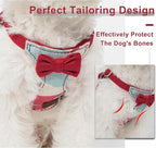 Puppytie No Pull xs Dog Harness with Multifunction Dog Leash,Soft Adjustable No Choke Escape Proof Pet Harness Vest,Suede Bow Wine red,XXS