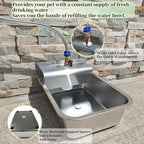 Small Automatic Dog Water Dispenser, 9L Stainless Steel Dog Water Bowl for Outdoor, for Puppies, Kittens, Lambs,Chickens, Livestock,Anti Tip, Fits GHT 3/4'' Faucet