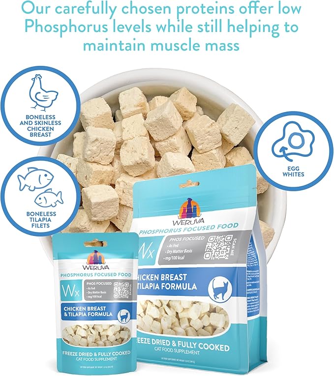 Weruva Wx Phos Focused Freeze Dried, Chicken Breast & Tilapia Formula, 7oz Bag