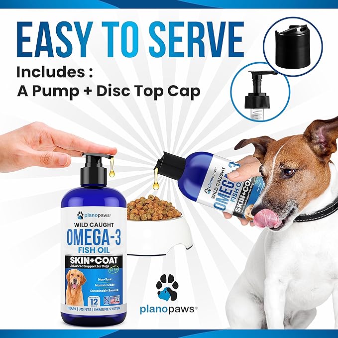 Omega 3 Fish Oil for Dogs - Better Than Salmon Oil - Dog Fish Oil Supplement to Reduce Shedding & Itching - Supports Joints, Brain, and Heart Health - Skin and Coat Supplement - Liquid Fish Oil