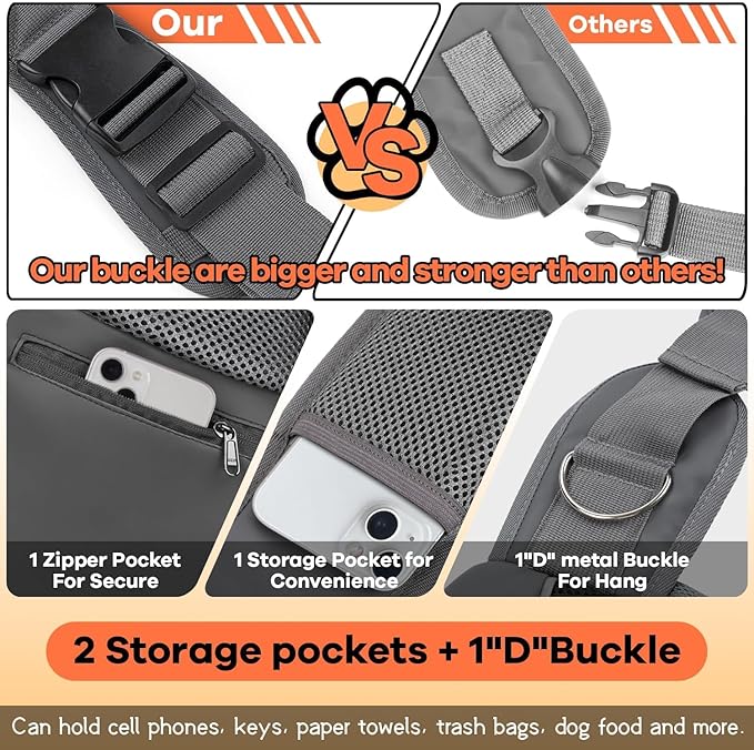 YUDODO Pet Sling Carrier for Small Dogs & Cats – Hands-Free Puppy Carrier with Safety Hook, Large Zipper Pocket, Soft Breathable Mesh, Adjustable Strap & Reflective Strip (Pink 1.0 S)