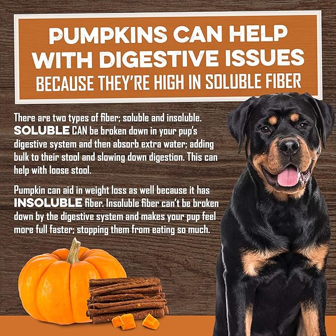 USA Sweet Potato Dog Treats - Grain Free, Cinnamon Pumpkin Crunchy Sticks are Great Tasting, Promote Positive Dog Gut Health with Natural Anti-Diarrhea Properties, no Preservatives Added