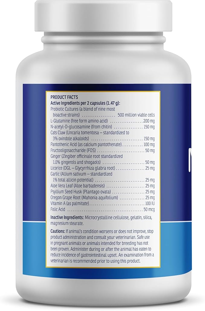 Rx Vitamins NutriGest Capsules for Cats & Dogs - Probiotics for Digestive Health Enhanced with Glucosamine for Gut Health Support - Helps with Constipation Relief and Anti Diarrhea - 90 Capsules