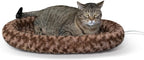 K&H Pet Products Heated Thermo-Kitty Fashion Splash Indoor Cat Bed, Orthopedic Foam Base Heated Bed for Large Cats with Removable Waterproof Heater, Mocha Large 16 X 22 Inches