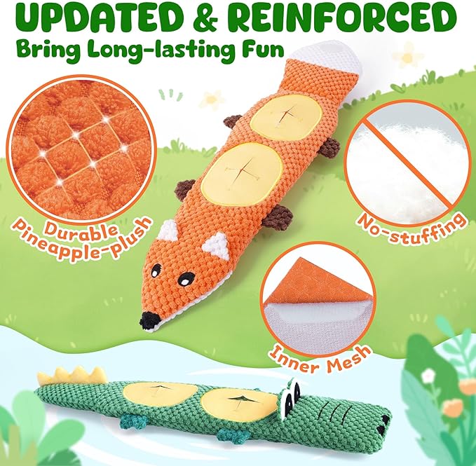 XIUGOAL Dog Toys for Aggressive Chewers, 2 Pack No Stuffing Interactive Dog Toys for Boredom and Teething, Squeaky Chew Toy for Small, Medium Breed to Keep Them Busy