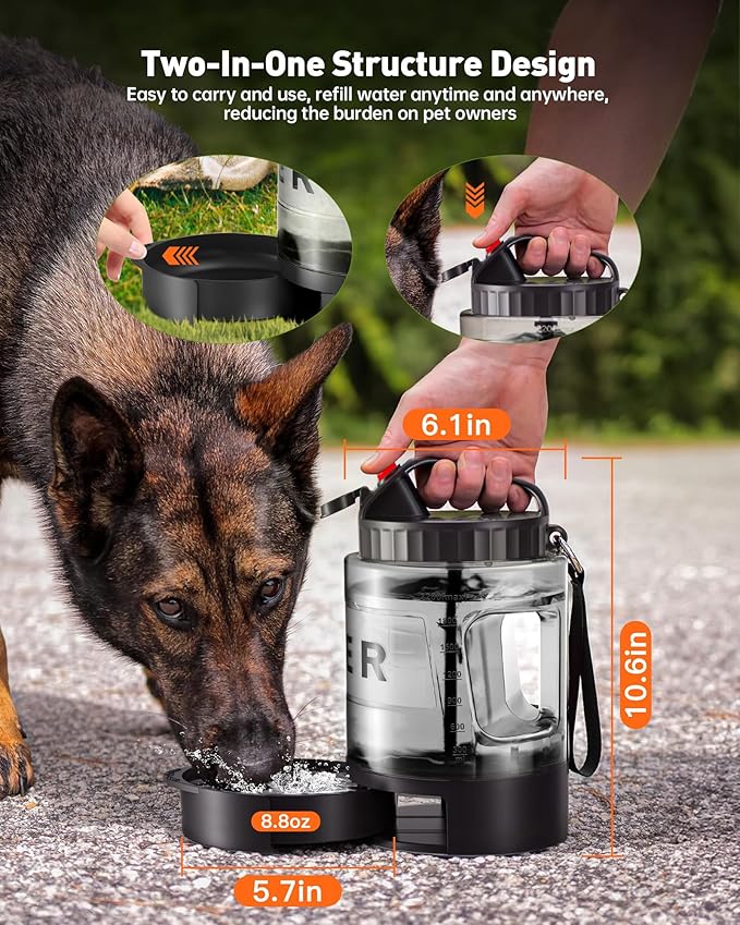 Portable Dog Water Bottle Bowl - 77 oz Travel Water Bowl Dispenser for Dogs Leak Proof, Suitable for Large Pet Drinking, A Must Have for Outdoor, Camping, Walking, Beach, Hunting, and Other Scenes