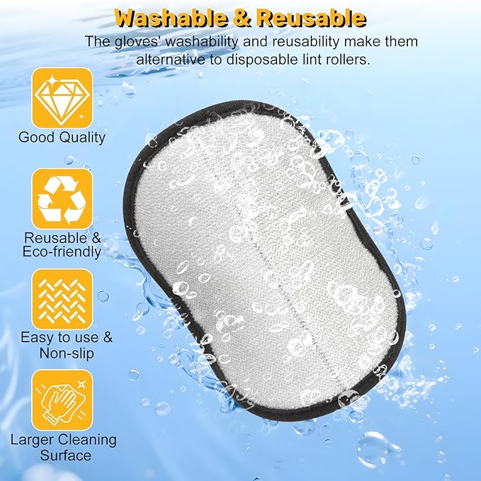 2Pcs Pet Hair Removal Glove for Dogs and Cats, Reusable Electrostatic Gloves Brush for Pet Hair Removal Grooming, Pet Hair Remover Tool for Clothing, Couch, Carpet, Car Seats,Furniture