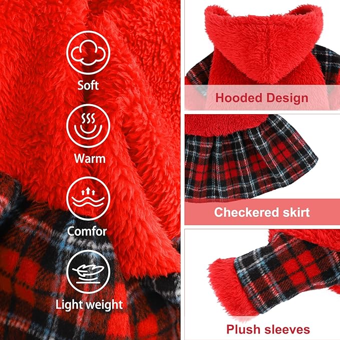 Dog Hoodie Dog Christmas Sweater Puppy Clothes for Small Dogs Boy Girl Pet Hoodies for Dogs Cold Weather Doggie Coats Fall Doggy Sweatshirt for Chihuahua Yorkie Cat Sweater Costumes, Red, M