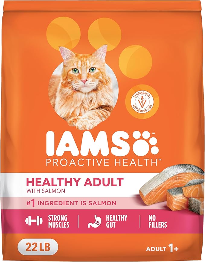 IAMS Proactive Health Healthy Adult Dry Cat Food with Real Salmon, 22 lb. Bag