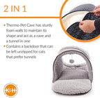 K&H Pet Products Thermo-Pet Cave Heated Cat Bed - Gray/Geo Flower 17 X 15 X 13 Inches