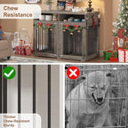 Furniture Dog Crate for Two Dogs, 41 Inch Furniture Style Dog Kennel with Removable Divider and Thickened Desktop, Heavy-Duty Base for Small to Medium Dogs, Grey