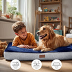 Deconovo Orthopedic Dog Bed for Medium & Large Dogs – Supportive Memory Foam with Washable Cover, Non-Slip Base – Comfort for Senior, Arthritic & Active Pets, Navy Blue, 44" Lx32 Wx3 Th