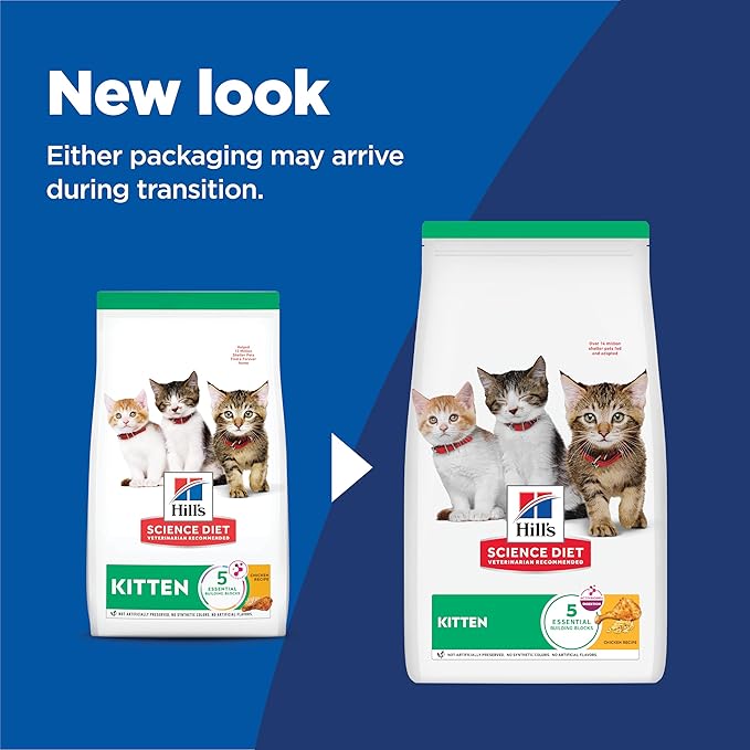 Hill's Science Diet Kitten, Kitten Premium Nutrition, Dry Cat Food, Chicken Recipe, 3.5 lb Bag