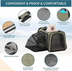 Petsfit Expandable Cat Carrier Dog Carrier, Soft-Sided Collapsible Portable Pet Carrier, 19x12x12, Green