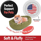 Majestic Pet 24 Inch Suede Shredded Memory Foam Mix Calming Small Dog Bed Washable 24 x 19 x 7 (Inch) - Cozy Soft Round Donut Dog Bed with Spine for Head Support - Pet Bed Sage