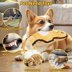 2-Pack Squeaky Dog Toys & Tough Tug of War Set - No Stuffing Chew-Resistant Plush Toys to Keep Them Busy, Best Birthday Gift for Small/Medium/Large Breeds (Ducks & Dino)