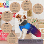 Dogcheer Dog Coat, Christmas Dog Jacket Waterproof Pet Winter Coat for Cold Weather, Reflective Adjustable Puppy Snow Jacket Fleece Sweater for Small Medium Large Dogs - Gradient Blue-red, M