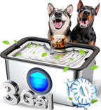 12L Large Ultra-Purification Dog Water Fountain SS304,Dog Drinking Bowl Dispenser with Visual Window,Widely Drinking Area,Triple Waterfall Structures,Deep Purification Filter,Low Water Indicator