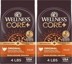 Wellness CORE+ Dry Dog Food with Wholesome Grains, Natural Ingredients, Made in USA with Real Freeze-Dried Meat (Adult, Turkey, 4 lbs) (Pack of 2)