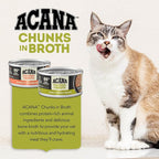 ACANA Chunks in Broth Wet Cat Food Variety Pack: Salmon & Chicken + Lamb & Kidney Recipes 3oz Cans (12 Count, 6 of Each)