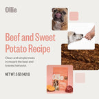 Ollie Beef & Sweet Potato Jerky Treats, 15 oz - All Natural Dog Treats Ingredients, Meat-First Recipe, No Preservatives or Fillers
