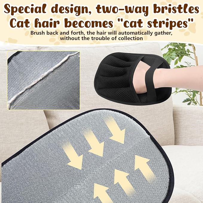 Pet Hair Remover Gloves,Electrostatic Removal for Pet Hair,Reusable Cat & Dog Grooming Gloves for Clothing/Couch/Furniture/Carpet/Car Seat(2Pcs)