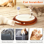 Cat Scratcher, Cat Cratch Sisal Pad with Wooden Roller Ball Toy, Cat Scratchers Interactive Toys for Indoor Cats, Satisfies Kitten’s Scratching, Chasing and Hunting