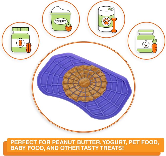 Neater Pets - Neat-LIK - Slow Feeding Pad for Dogs & Cats - Puzzle Toys Provide Boredom & Anxiety Relief - Fill Licking Pad with Healthy Treats & Food (Purple)