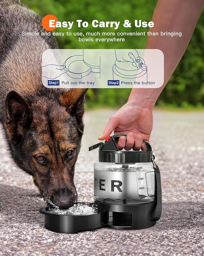 Dog Water Bottle Travel Bowl - 56oz Large Portable Dog Water Bowls Dispenser for Camping Essentials Hiking Traveling Beach Car Accessories, Leak Proof Pet Drinking Bottle Jug Bowls Dispenser
