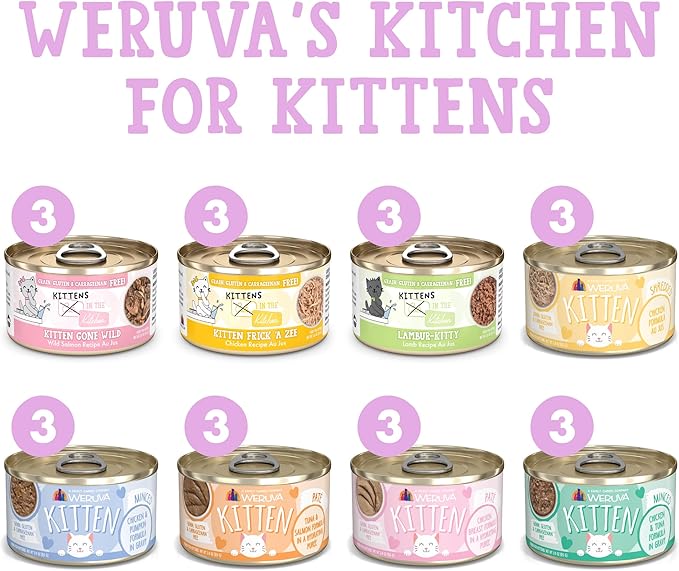 Weruva Cats in The Kitchen Kitten, Kitchen for Kittens Variety Pack, 3oz Can (Pack of 24)