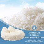 Round Dog Bed for Small Dogs & Cats -Washable Dount Cute Cat Bed for Indoor Cats, Orthopedic Sherpa Fleece Soft Cozy Calming Pet Bed with Removable Zipper Cover (White, (23x23x8inches))