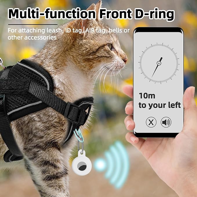 PUPTECK Cat Harness and Leash Set Escape Proof, Adjustable Reflective Kitten Jacket Easy Control, Pet Vest Harness for Cats Small Dogs Puppies Walking and Travel
