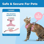 Voyager Escape-Proof Step-in Lock Cat Harness & 5ft Neoprene-Handle Leash Set All-Weather Mesh with Reflective Stitching for Small to Large Cats by Best Pet Supplies, Pink (327), S