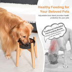Sted Elevated Dog Bowl for Large Dogs, 100% Bamboo Single Raised Dog Bowl Stand with Adjustable Width 7.5-11 Inches, 13" Tall Dog Food Bowl and Water Bowls Stands