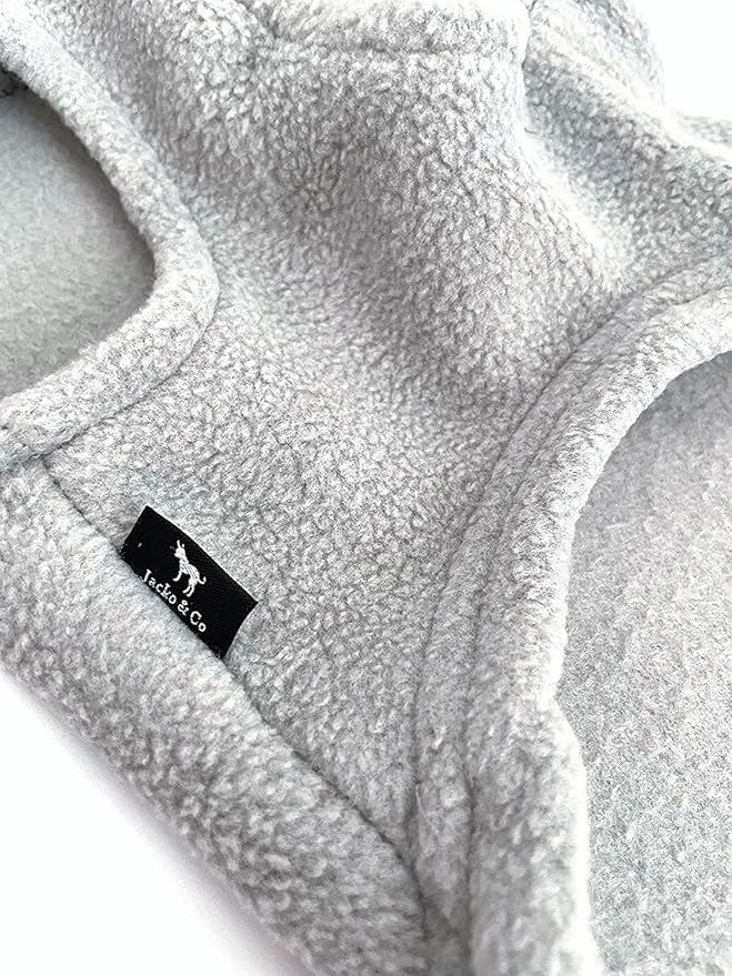 JACKO & CO - Fleece Vest Sweater with Leash Ring - Soft Lightweight Breathable for Puppies Small Medium Dogs, Kitten, Cats, Chihuahua - Warm for Fall/Autumn/Winter… (Grey, XX-Large 25-35lbs)