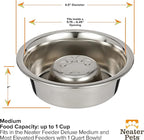 Neater Pet Brands Stainless Steel Slow Feed Dog Bowl for Fast Eating Medium Breed, Metal Slow Feeder Dog Bowl Fits in Medium Neater Feeder Deluxe, for Puppy or Dogs (19-40 lbs), 1 Cup Food Capacity