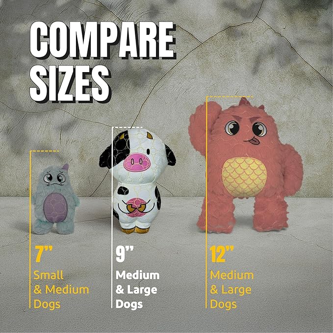 Bite Force -Durable & Strong Dog Toy Cow with Squeaker, Kevlar-Reinforced for Aggressive Chewers for Small Medium Large Dogs - White and Pink.