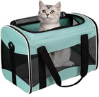 Cat Carrying Case Pet Dog Carrier Soft-Sided Cat Bag Airline Approved, Pet Travel Carrier Up to 15 Lbs, Collapsible Cats Carrier Dog Carrier for Medium Small Cats Dogs(17x11x11 Green)
