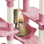 Yaheetech Cat Tree Cat Tower, 63in Multi-Level Kitten Tree w/Sisal-Covered Scratching Posts & Condo, Pet Furniture Activity Center for Kitty, Pink