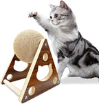 Cat Scratcher Toy,Natural Sisal Rope Cat Scratching Ball Scratcher Toy with Ball for Cats& Kittens&Dogs&Puppy, Interactive Solid Wood Scratcher Pet Toy Suitable for small cats and dogs (Large)