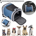 JESPET & GOOPAWS Pet Backpack Carrier for Small Dog, Puppy, Soft Carrier Backpack Ideal for Traveling, Hiking, Walking and Outdoor Activities with Family (Blue Grey)