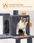Feandrea Cat Tree, 56.3-Inch Cat Tower for Indoor Cats, Multi-Level Cat Condo with 4 Scratching Posts, 2 Perches, Hammock, Cave, Smoky Gray UPCT161G01