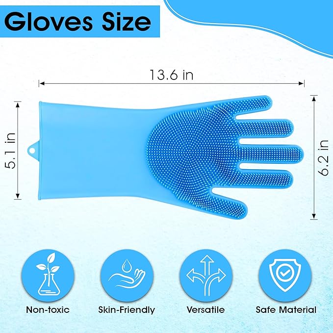 High-Density Silicone Pet Grooming Gloves with Enhanced Five Finger Design for Bathing, Massaging Dogs and Cats (Blue)