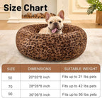 Dog Calming Beds for Small Medium Large Dogs - Round Donut Washable Puppy Dog Bed, Anti-Slip Faux Fur Fluffy Donut Cuddle Anxiety Cat Pet Bed (20" Leopard Print)