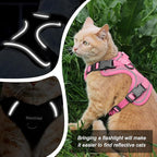 Cat Harness and Leash for Walking, The Upgrade Can be Adjusted in Four Directions and Breathable Cat Harness for Anti Escape That can be Fitted and Positioned, Reflective Strips Harness, Pink,M